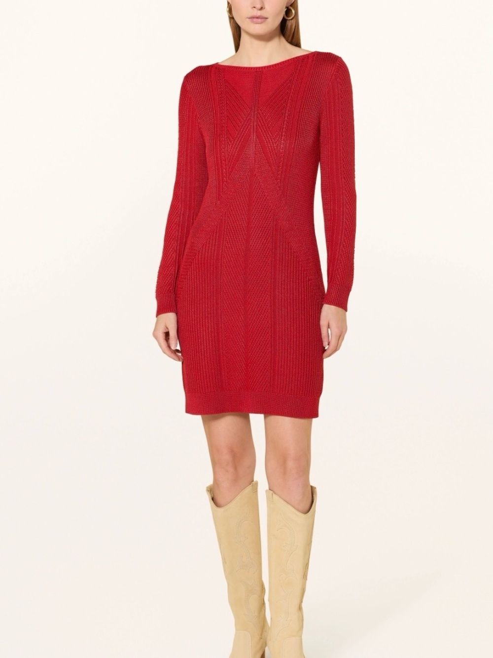 Ralph Lauren Red Long-Sleeve Knit Shift Dress